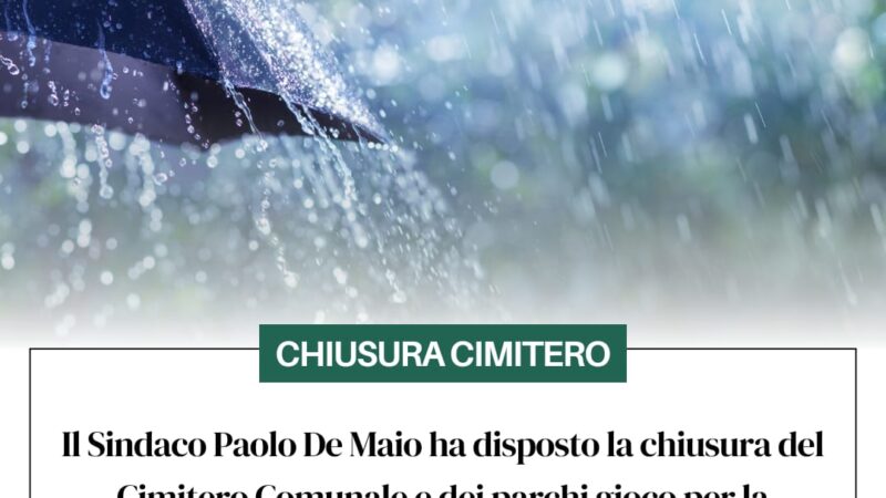 Nocera Inferiore: chiusura Cimitero, parchi gioco e ville comunali