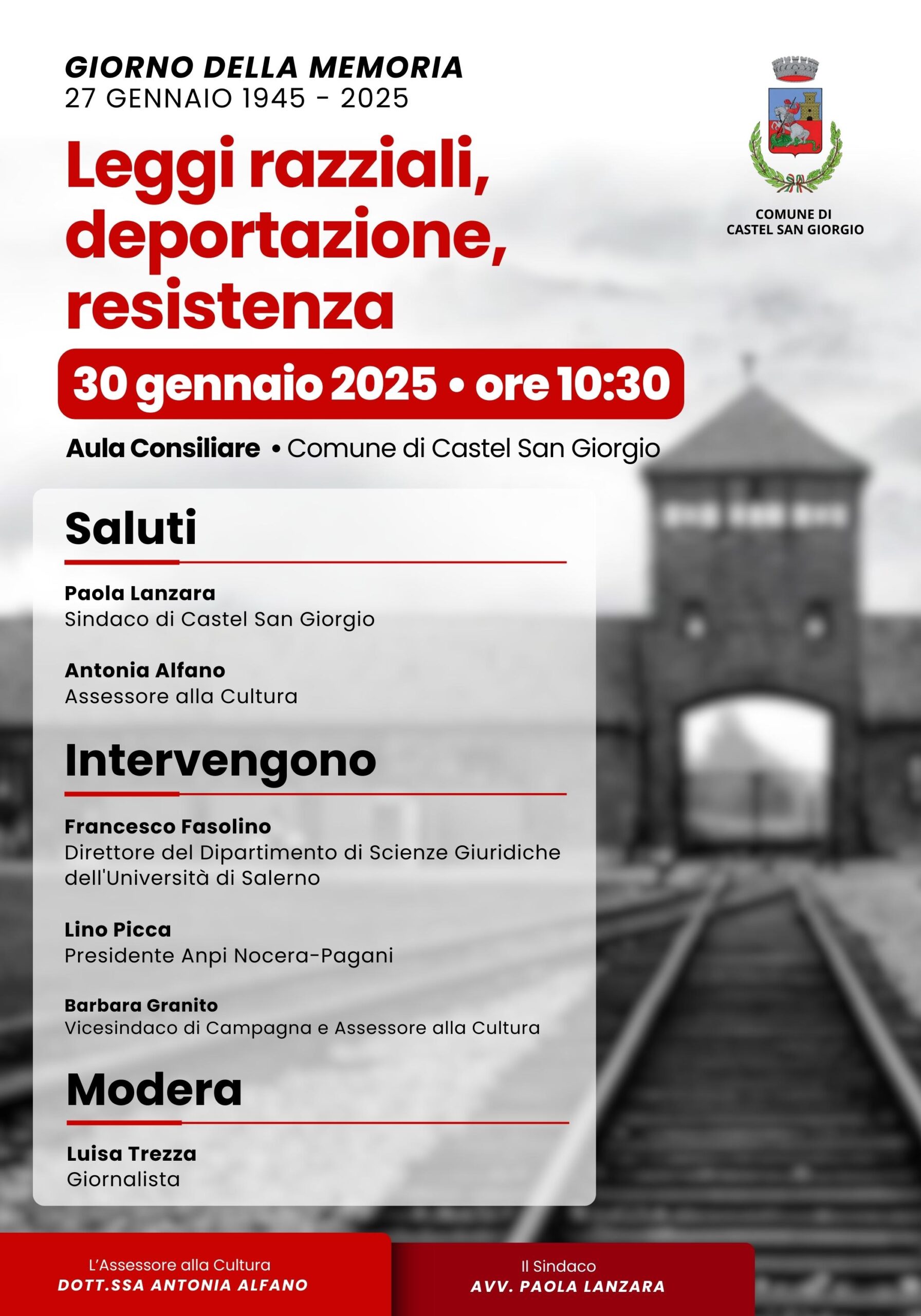 Castel San Giorgio: convegno commemorativo su Shoah aperto a studenti