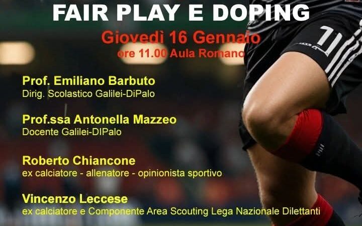 Salerno: Salernitani DOC, all’Istituto Galilei-Di Palo “Incontro sull’ etica e sulla correttezza dello sportivo: fair play e doping”