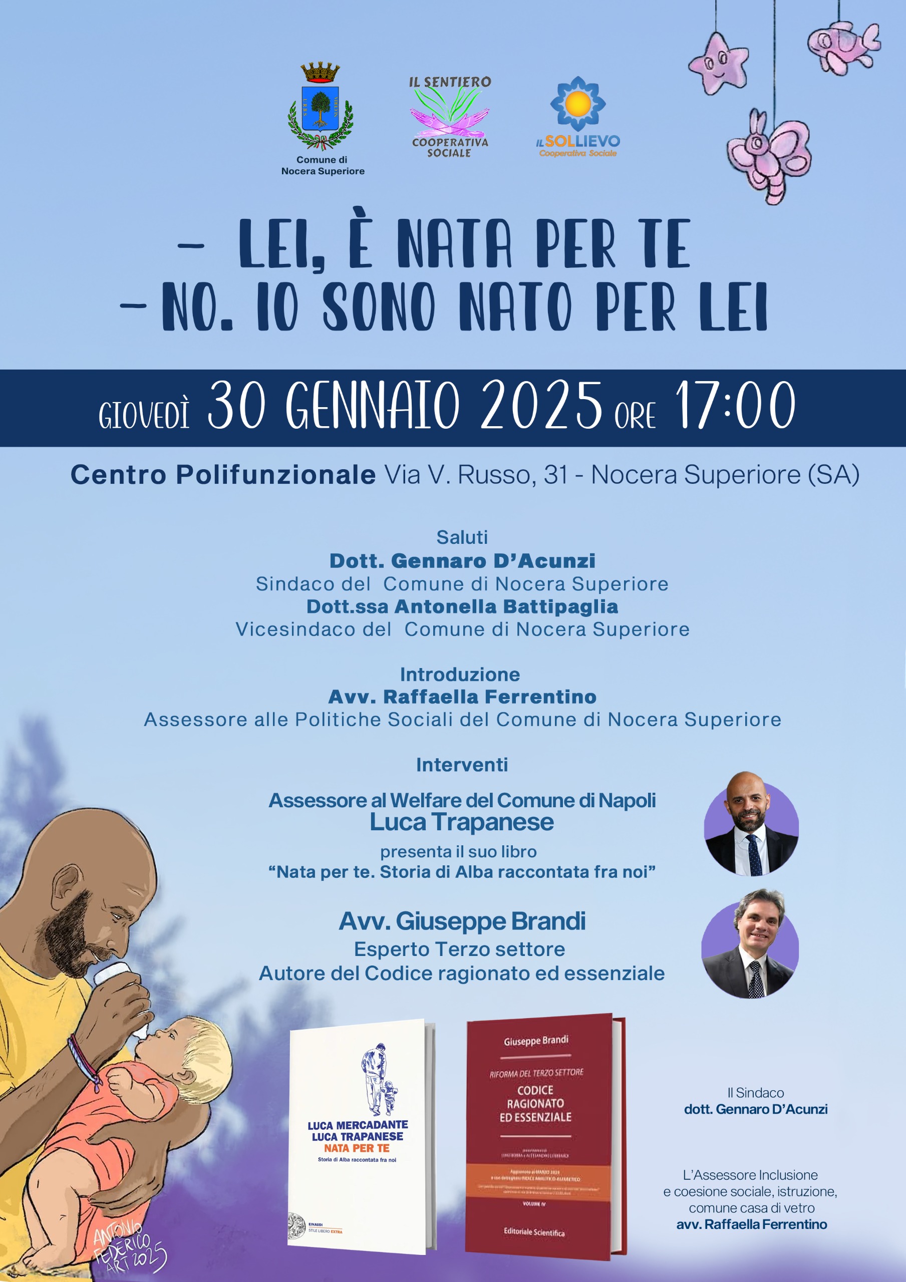 Nocera Superiore: a Centro Polivalente presentazione libro di Luca Trapanese “Nata per te. Storia di Alba raccontata fra noi”