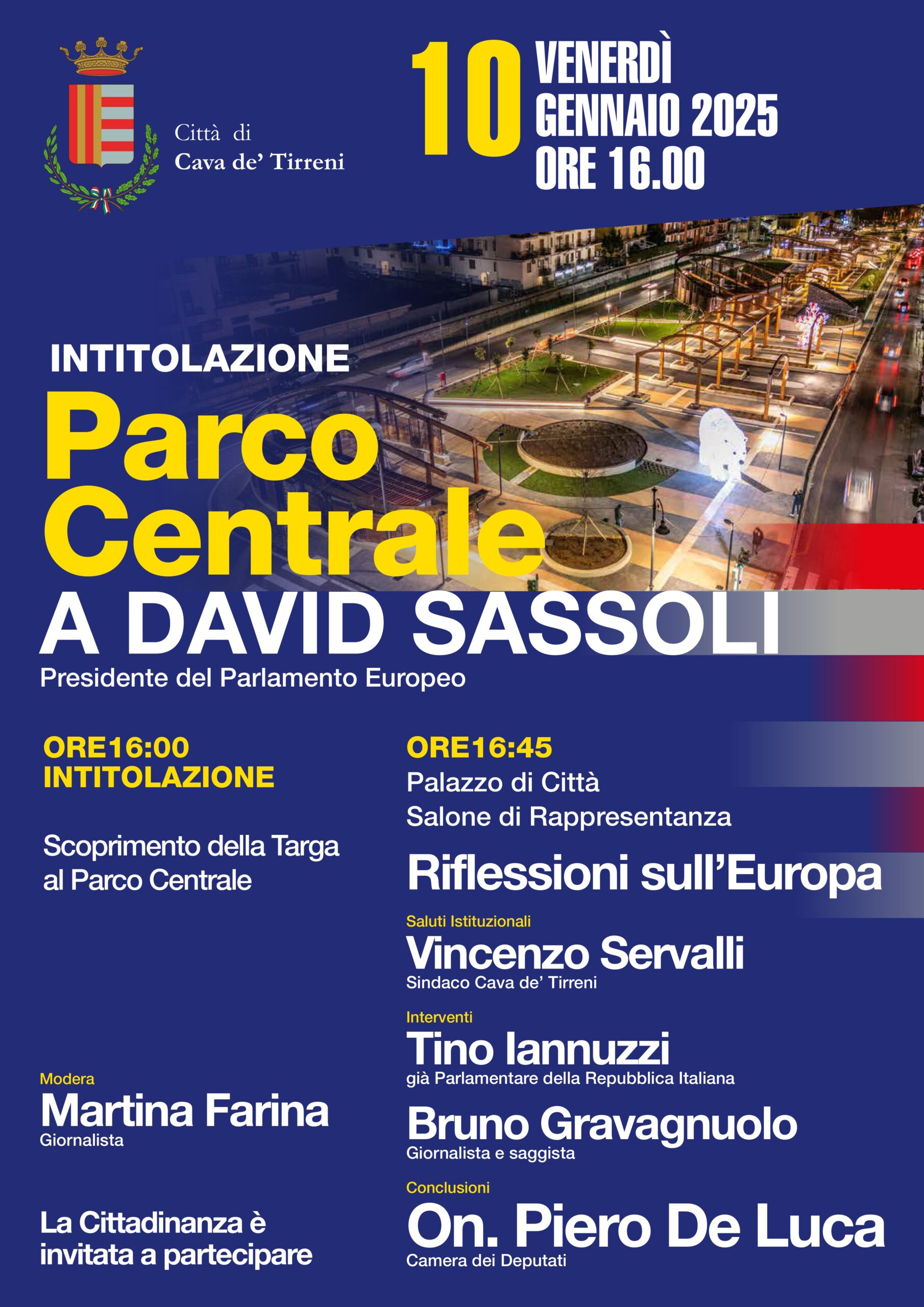 Cava de’ Tirreni: Parco a David Sassoli