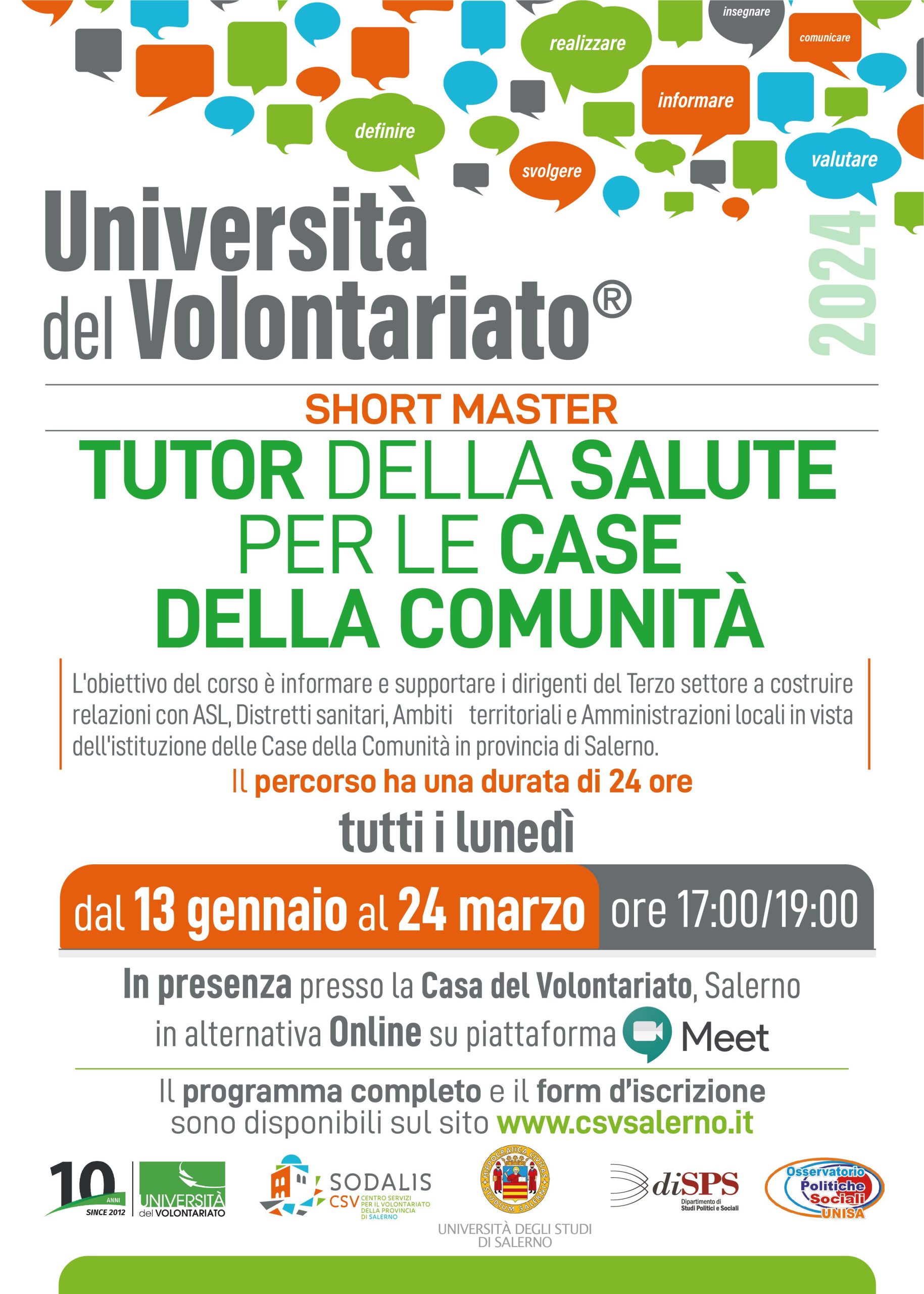 Salerno: CSV, corso di formazione Tutor della salute per Case della Comunità