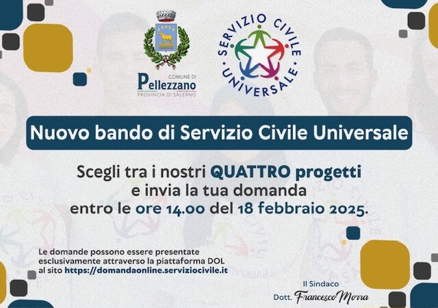 Pellezzano: Servizio Civile Universale, bando per selezione 20 volontari in 4 progetti   