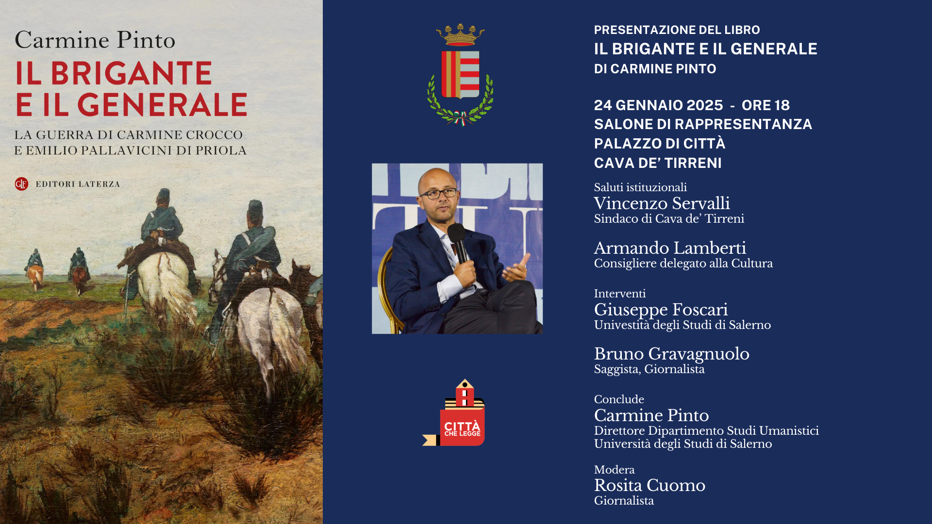 Cava de’ Tirreni: presentazione libro “Il Brigante e il Generale” di Carmine Pinto