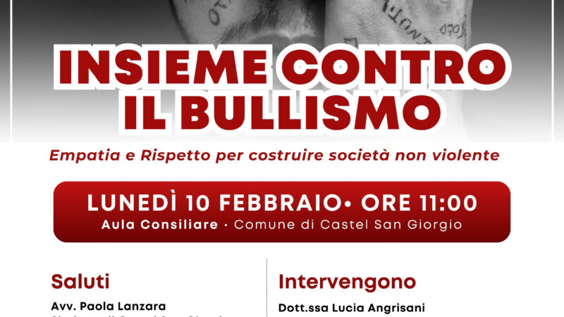 Castel San Giorgio: Giornata contro Bullismo e Cyber, convegno a Palazzo di Città