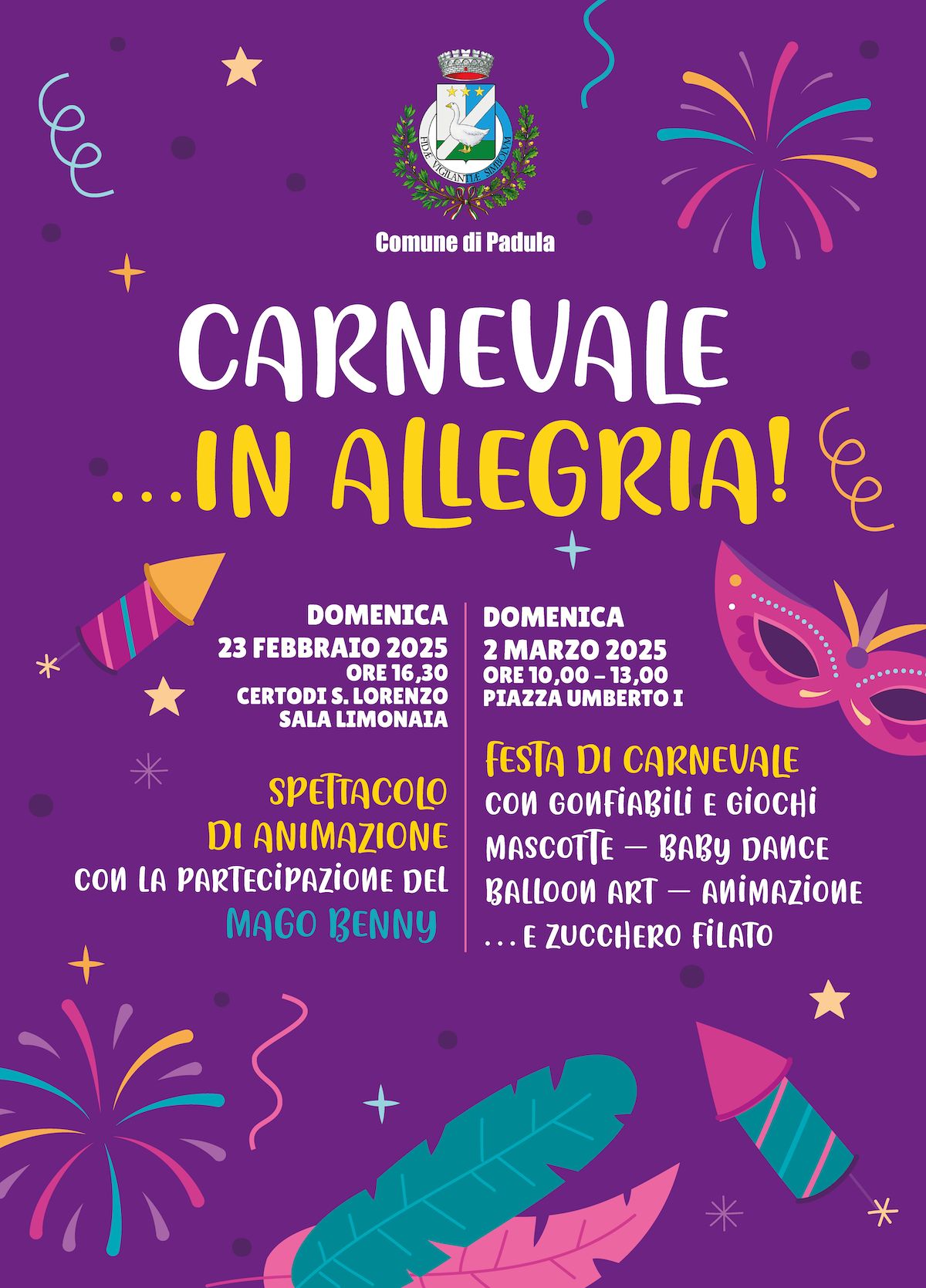 Padula: Carnevale ricco d’eventi