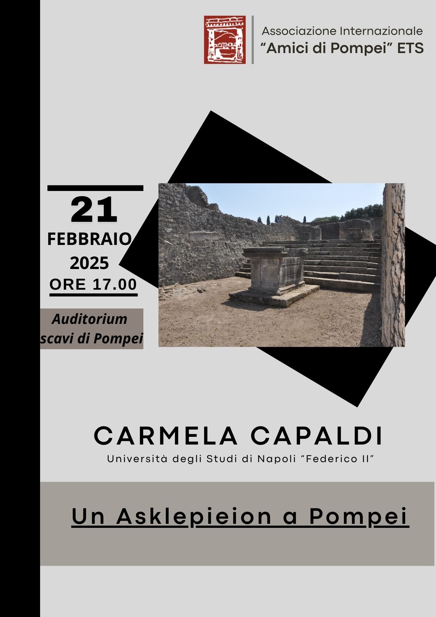 Pompei: conferenza all’ Auditorium degli Scavi “Un Askleipeion a Pompei”