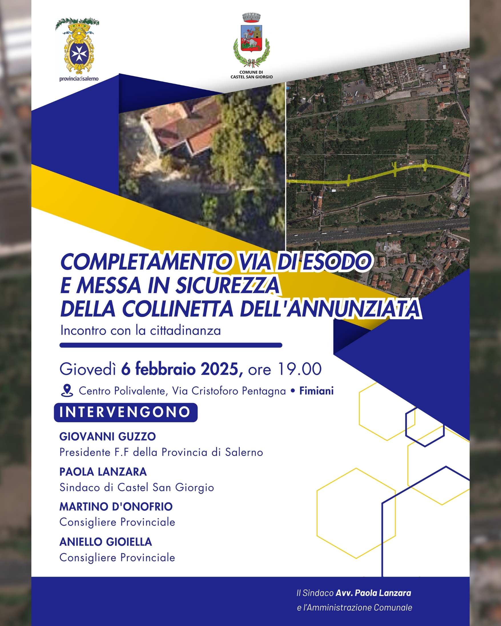 Castel San Giorgio: completamento via di esodo e messa in sicurezza collinetta Annunziata, presentazione protocollo d’intesa 