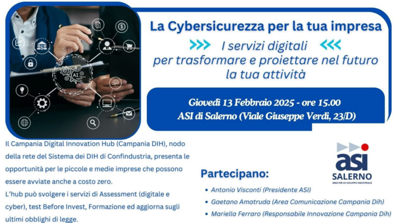 Salerno: Asi, incontro su cybersicurezza per imprese