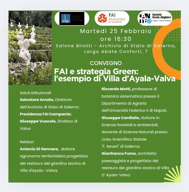 Salerno: convegno “FAI e strategia Green: l’esempio di Villa d’Ayala-Valva”