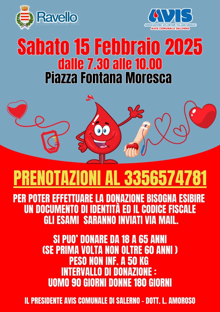 Ravello: Giornata dedicata a donazione di sangue