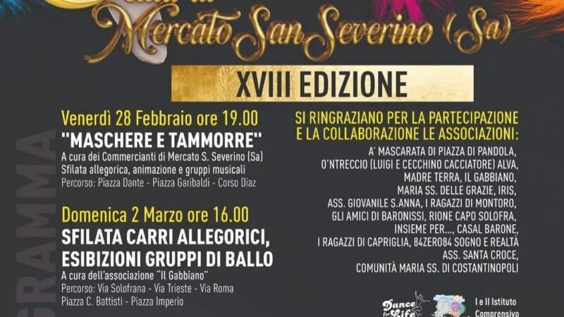 Mercato San Severino: Carnevale, tre giorni in festa, premio a maschera più originale