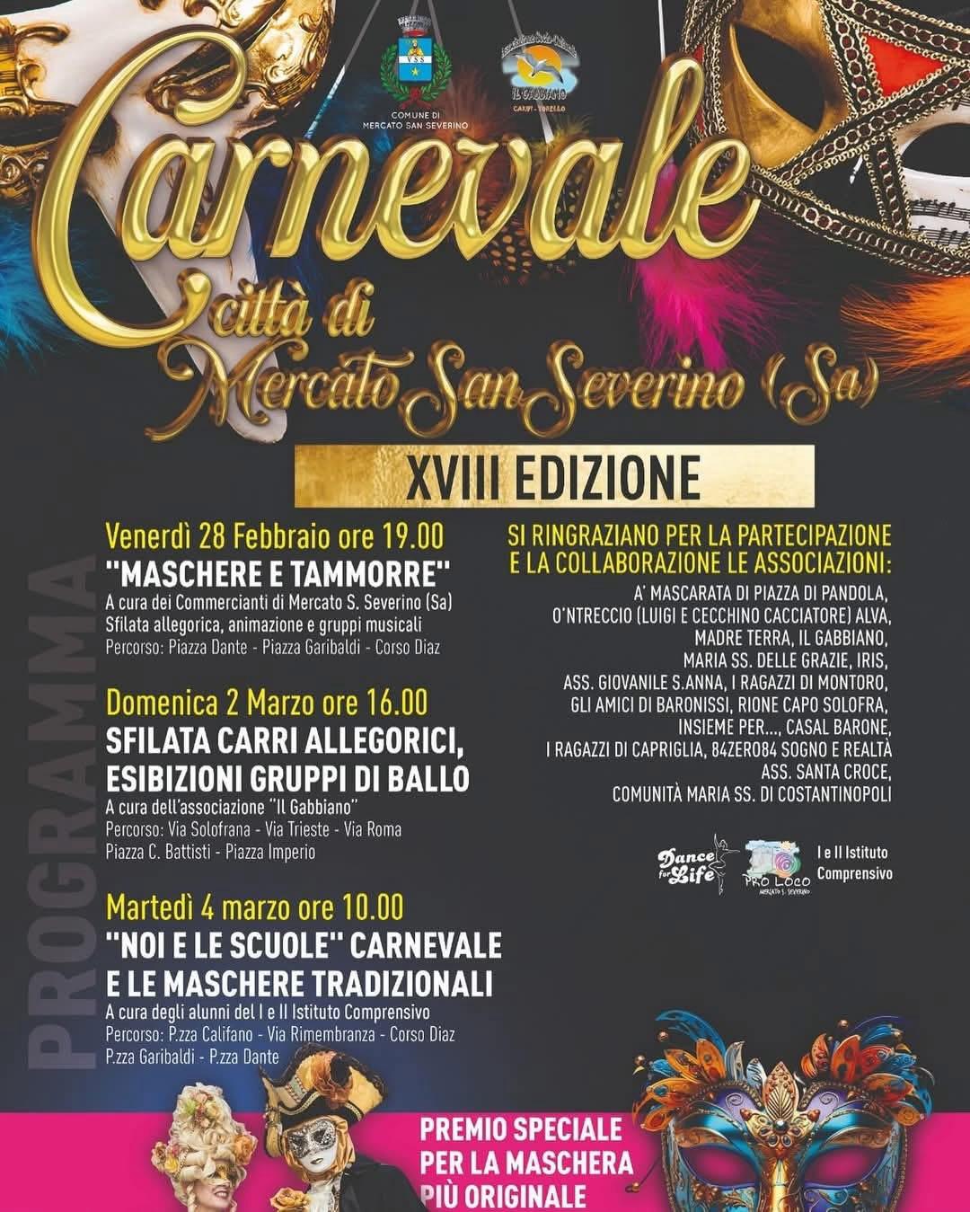 Mercato San Severino: Carnevale, tre giorni in festa, premio a maschera più originale