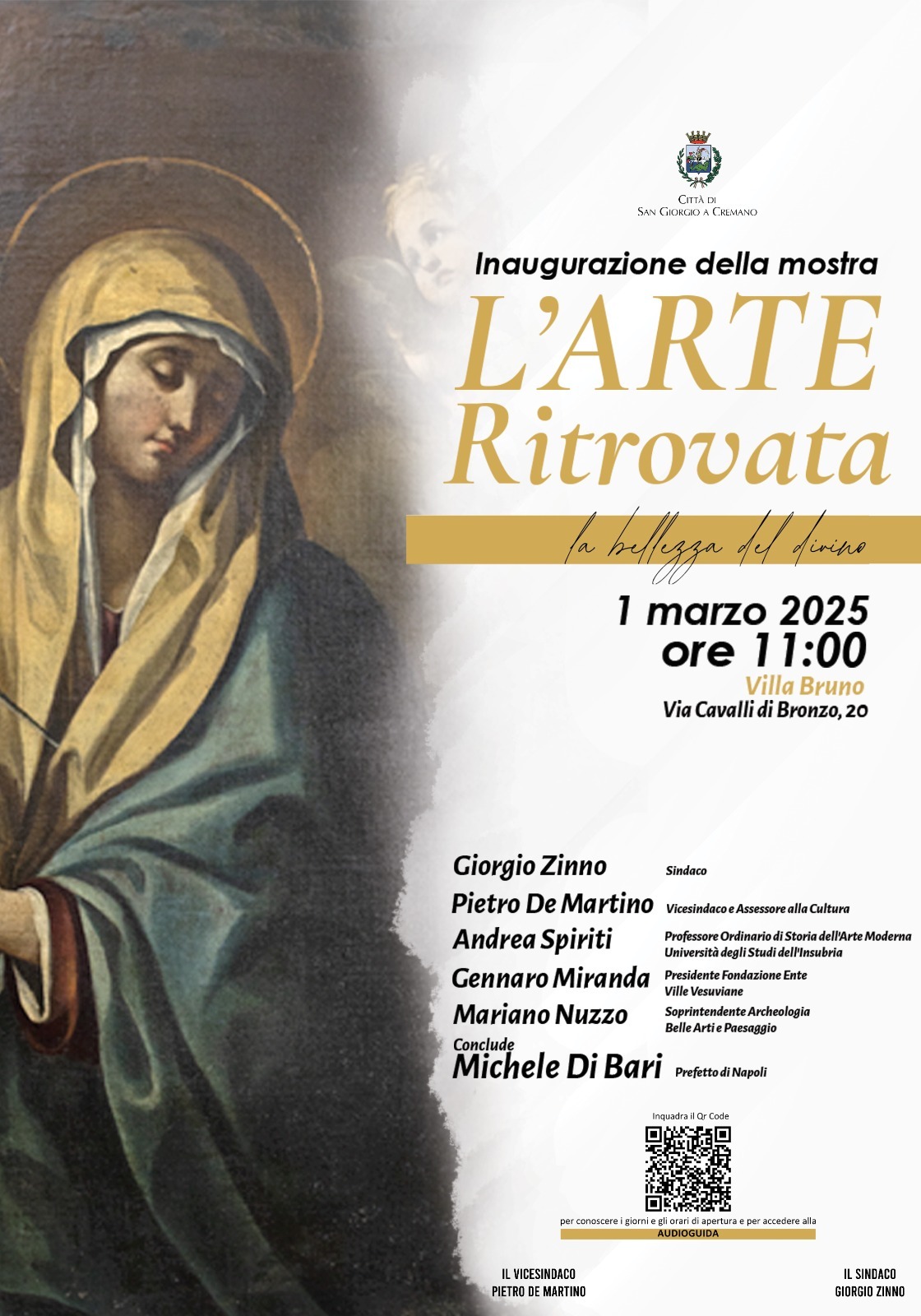 San Giorgio a Cremano: “L’arte Ritrovata – La Bellezza Del Divino” a Villa Bruno, inaugurazione mostra dipinti XVII – XIX sec.