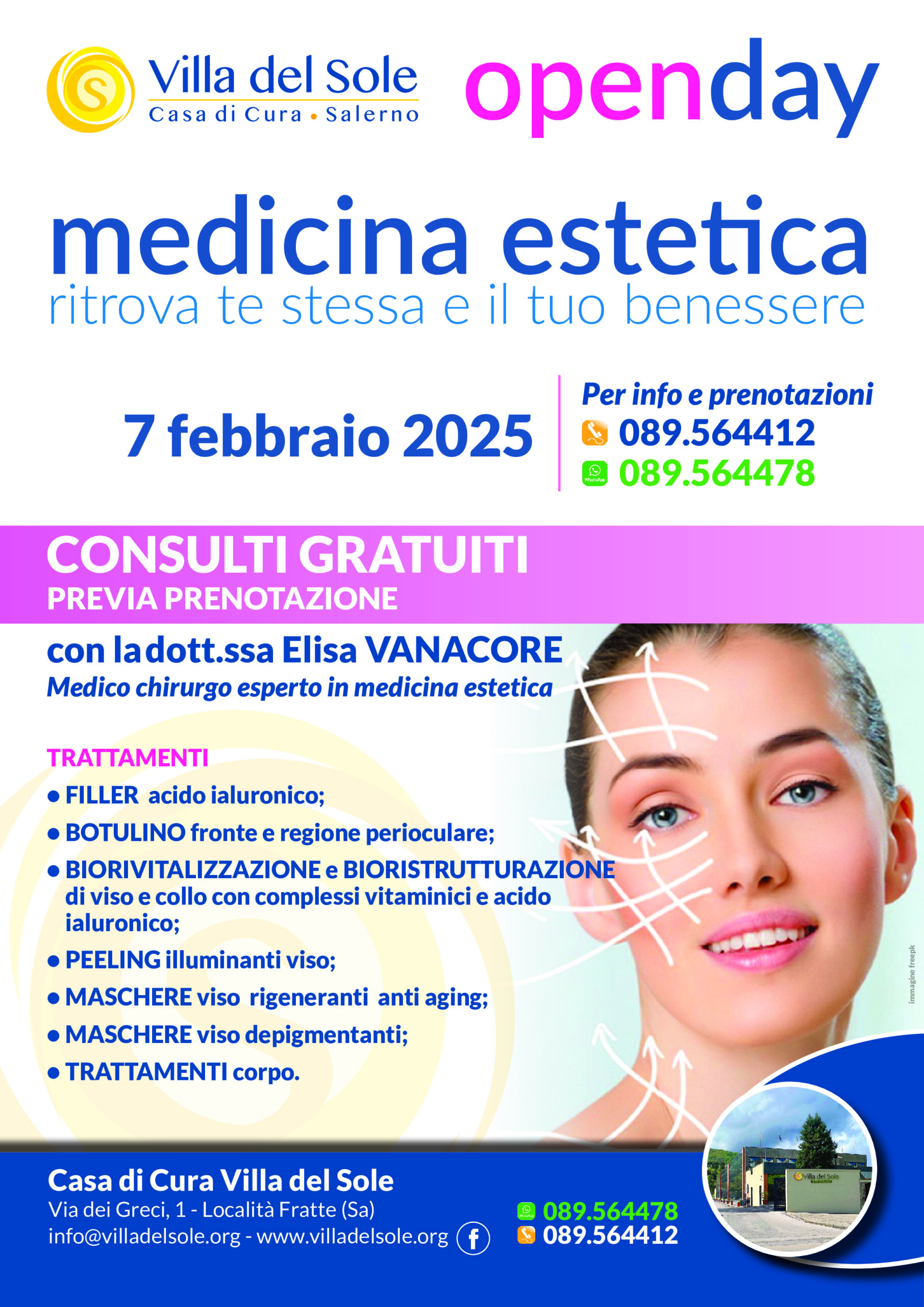 Salerno: Villa del Sole, 7 Febbraio ’25 consulti gratuiti per conoscere migliori trattamenti estetici