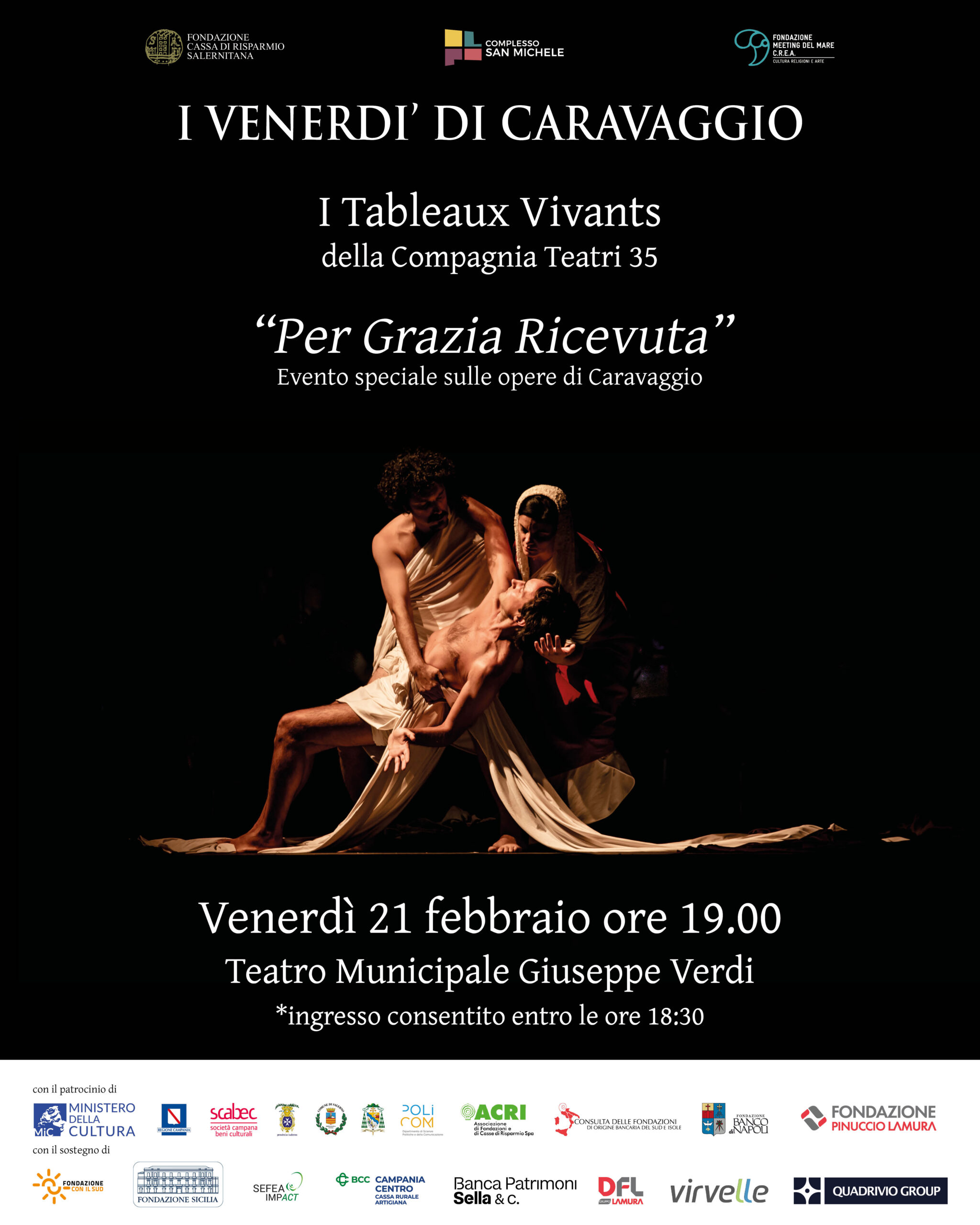 Salerno: Carisal, evento speciale “I Tableaux vivants” per “I venerdì di Caravaggio”