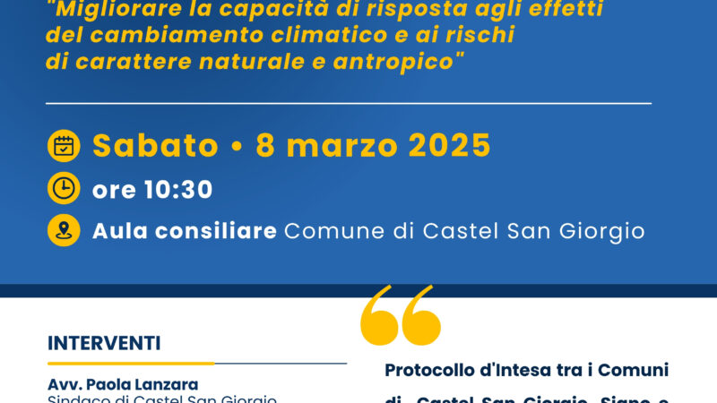 Castel San Giorgio: protocollo intesa con Sindaci rinviato a 8 Marzo ’25