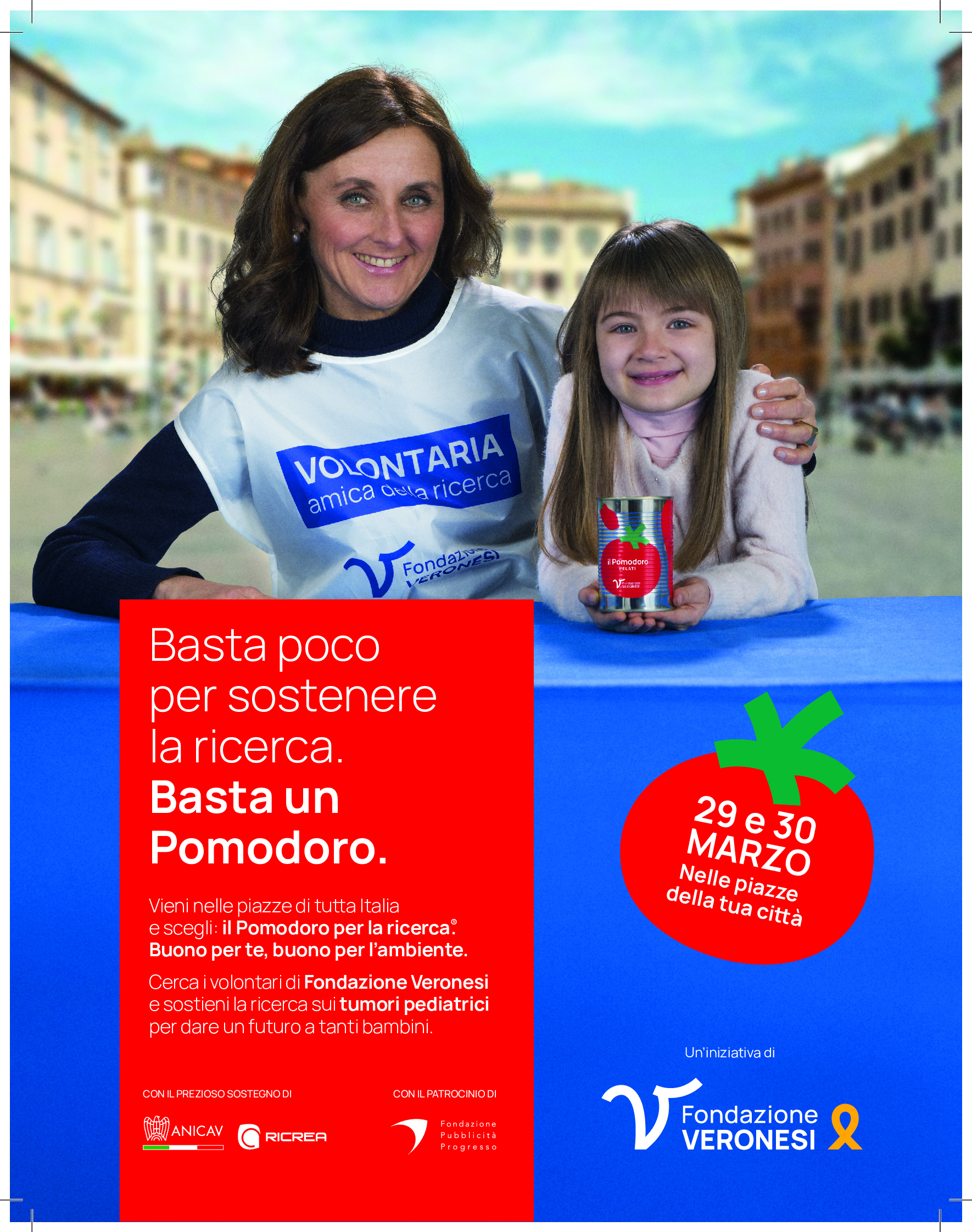 Fondazione Veronesi: in piazza con latte pomodoro per ricerca