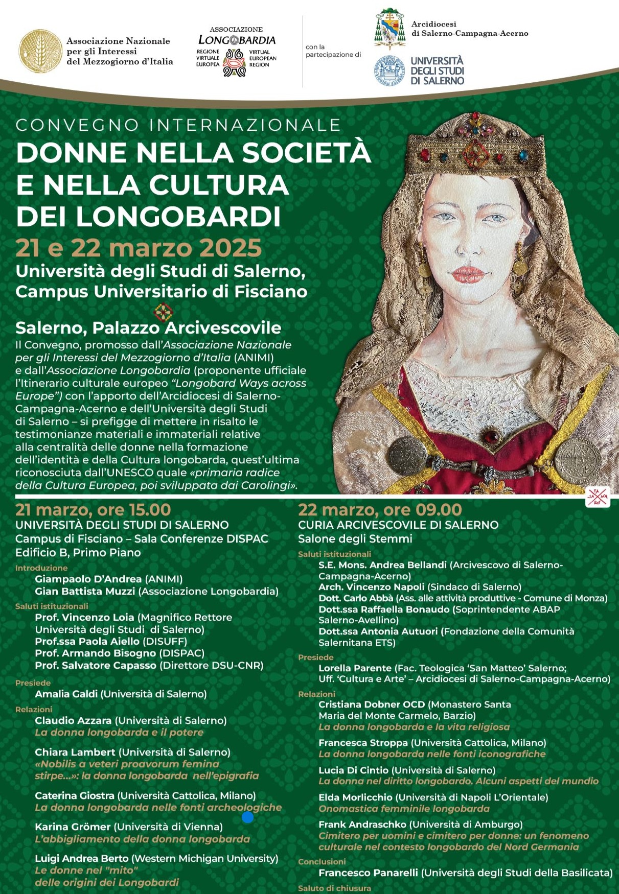 Salerno: convegno internazionale “Donne nella società e nella cultura dei Longobardi”