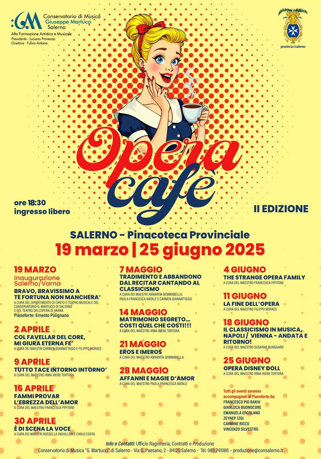 Salerno: Conservatorio “G. Martucci”, Opera Cafè a Pinacoteca Provinciale 