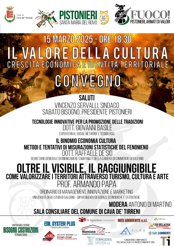 Cava de’ Tirreni: 50° Pistonieri Santa Maria del Rovo, convegno “Il valore della cultura: crescita economica e identità territoriale”