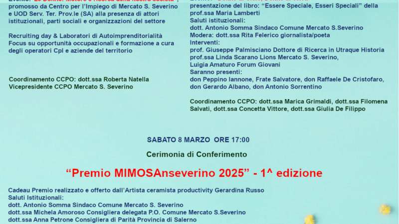 Mercato San Severino: 8 Marzo, premiazione donne illustri