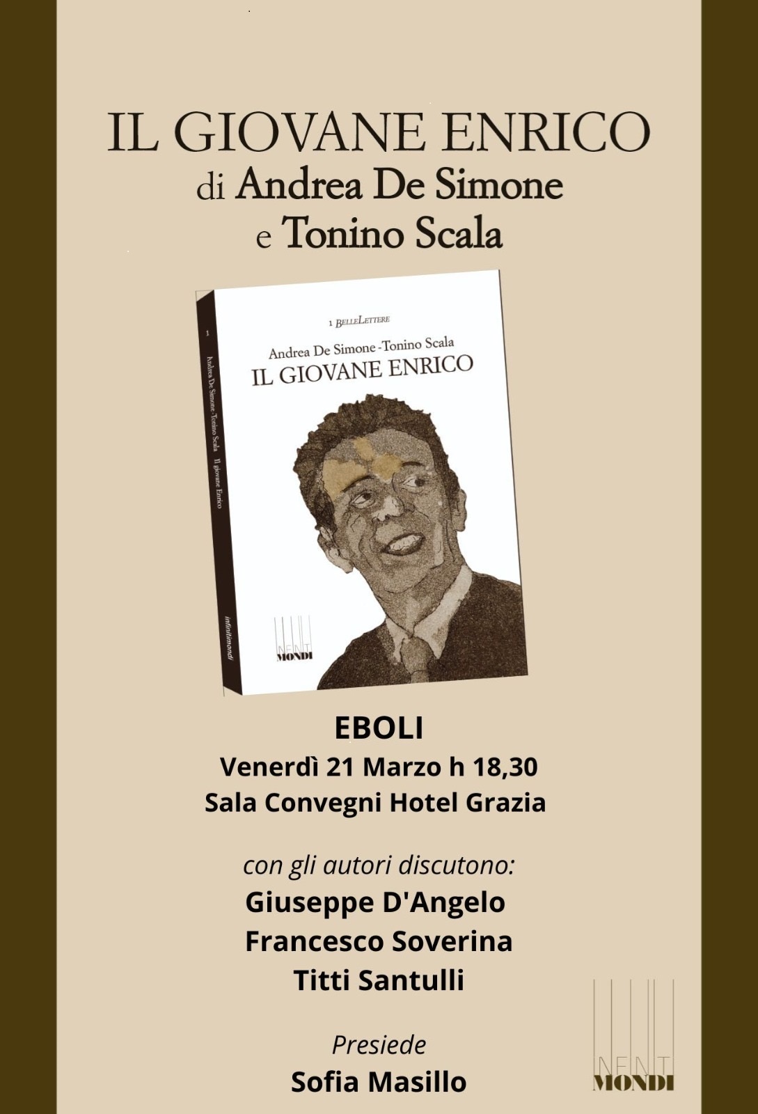 Eboli: SI, presentazione libro “Il giovane Enrico” di Andrea De Simone e Tonino Scala