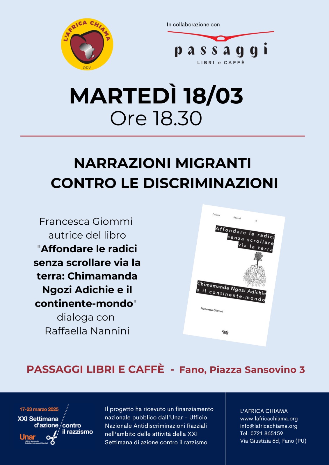 Fano: UNAR, XXI Settimana di Azione contro Razzismo, eventi L’Africa Chiama