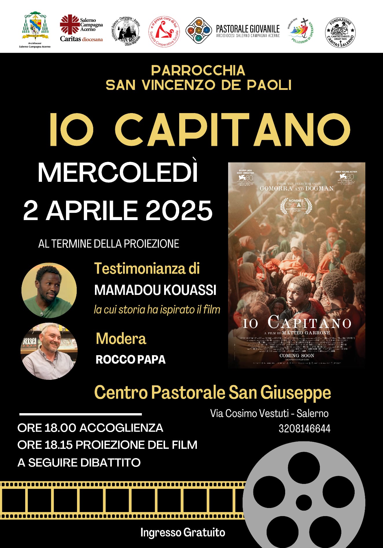 Salerno: Caritas “Storie di viaggio e speranza”, proiezione film “Io Capitano”